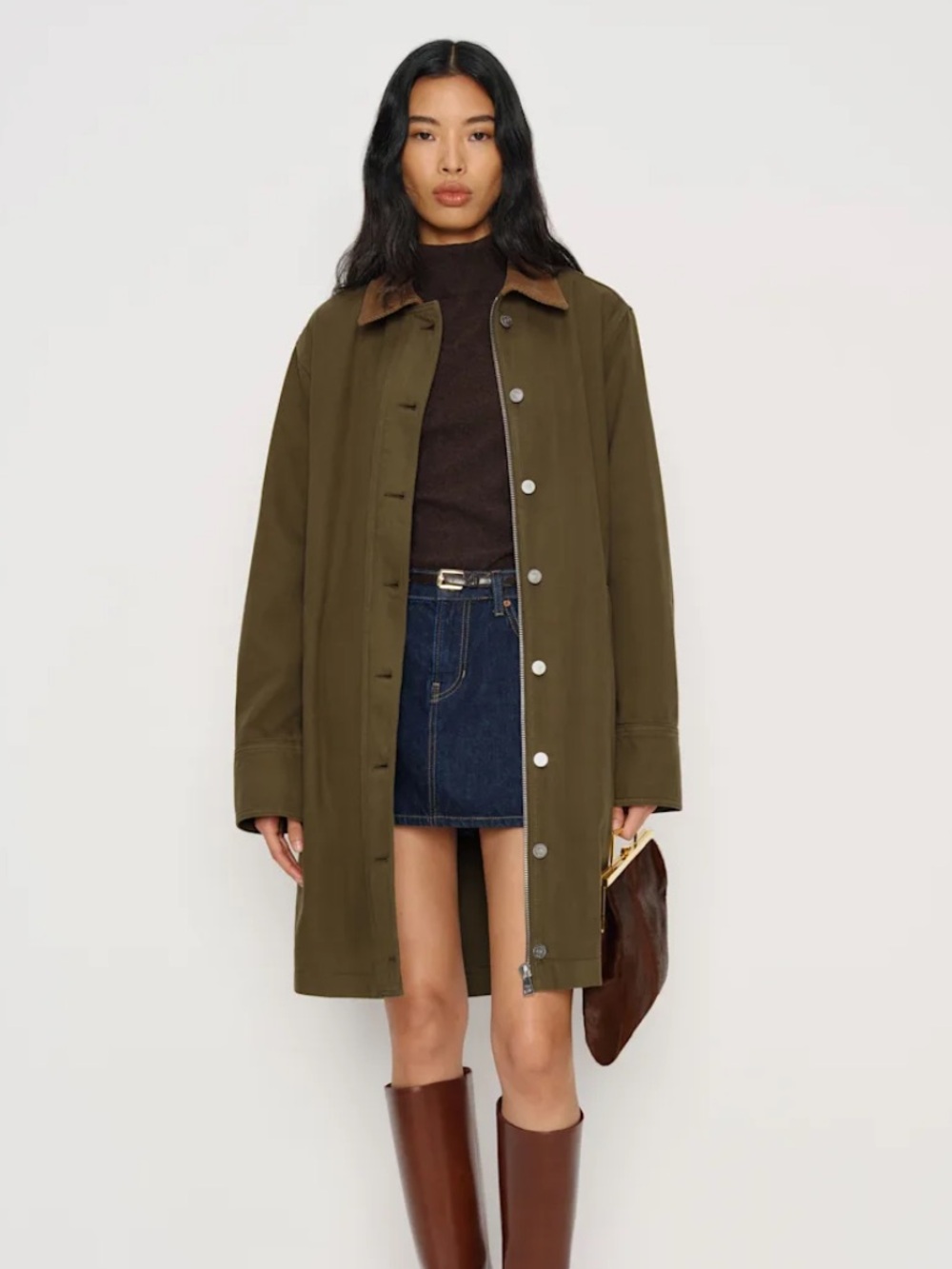 Brand New with Tags - Reformation Size Small Olive Green Mid-Length Button Coat